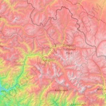 Bhatwari topographic map, elevation, terrain