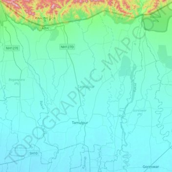 Tamulpur topographic map, elevation, terrain