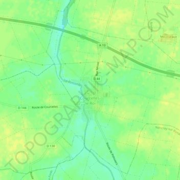 Courcelles-le-Roi topographic map, elevation, terrain