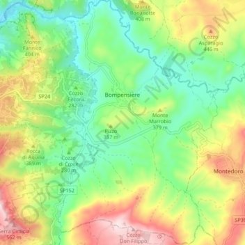 Bompensiere topographic map, elevation, terrain