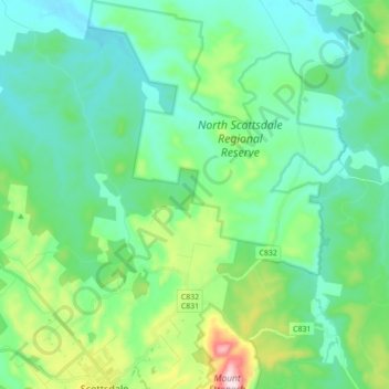 North Scottsdale topographic map, elevation, terrain