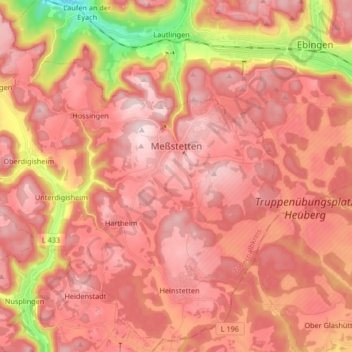 Meßstetten topographic map, elevation, terrain