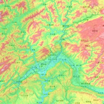 Lizhou District topographic map, elevation, terrain
