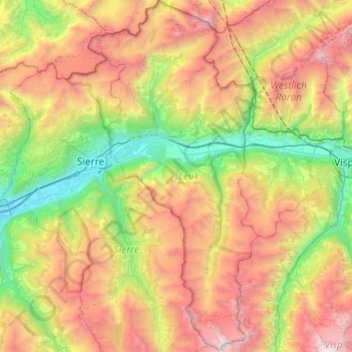 Naturpark Pfyn-Finges topographic map, elevation, terrain