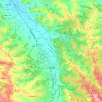 Artigat topographic map, elevation, terrain