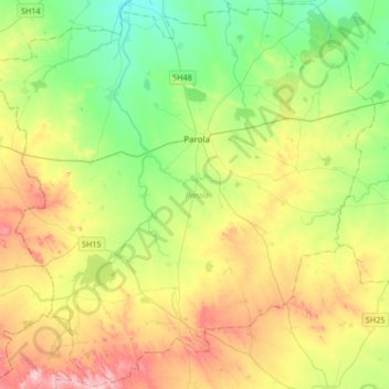 Parola topographic map, elevation, terrain