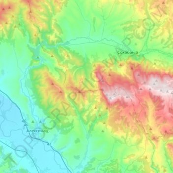 Moravica topographic map, elevation, terrain