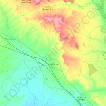 Paredes de Nava topographic map, elevation, terrain