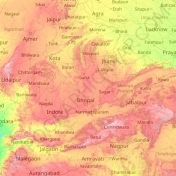 Madhya Pradesh topographic map, elevation, terrain
