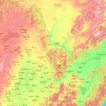黑龙江省 topographic map, elevation, terrain