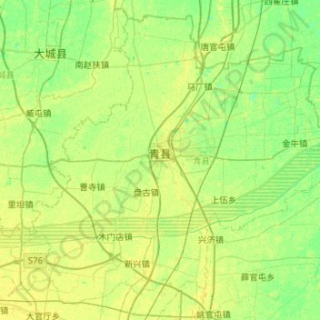 Qing County topographic map, elevation, terrain