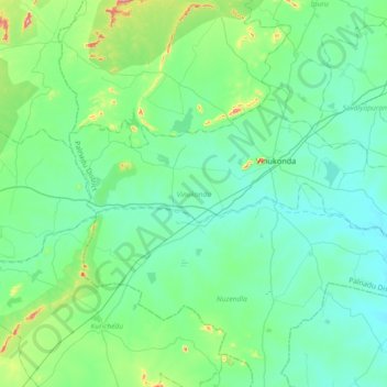Vinukonda topographic map, elevation, terrain