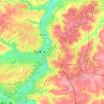 Oryol topographic map, elevation, terrain