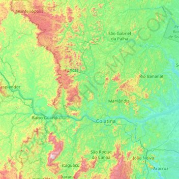 Região Geográfica Imediata de Colatina topographic map, elevation, terrain