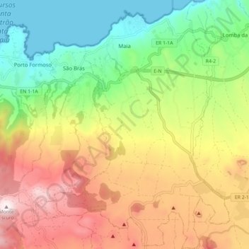 Maia topographic map, elevation, terrain