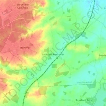 Stratfield Mortimer topographic map, elevation, terrain