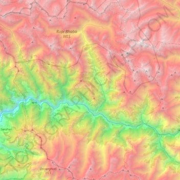 Nichar topographic map, elevation, terrain