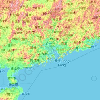 Guangdong Province topographic map, elevation, terrain