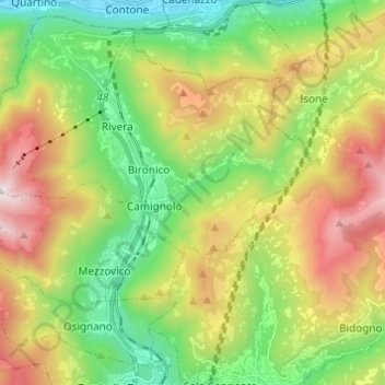 Monteceneri topographic map, elevation, terrain