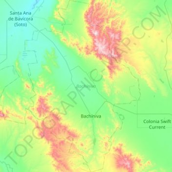 Bachíniva topographic map, elevation, terrain