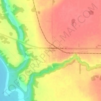 Marsden topographic map, elevation, terrain