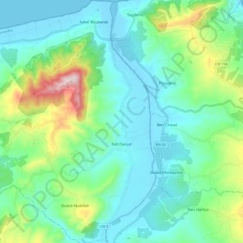 Sidi Daoud topographic map, elevation, terrain