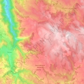 Gorses topographic map, elevation, terrain