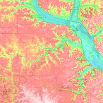 Wabasha County topographic map, elevation, terrain
