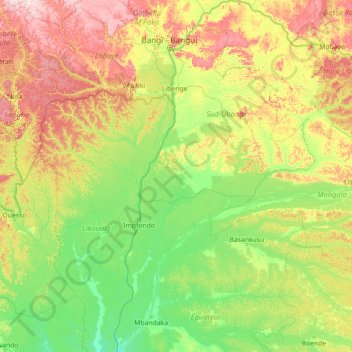 Ubangi topographic map, elevation, terrain