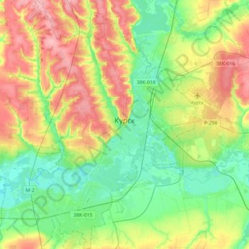 Kursk topographic map, elevation, terrain