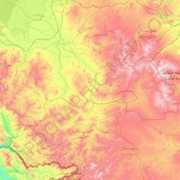 Zarrineh topographic map, elevation, terrain
