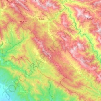 Pachhad topographic map, elevation, terrain
