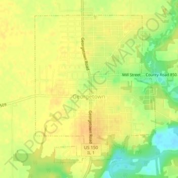 Georgetown topographic map, elevation, terrain