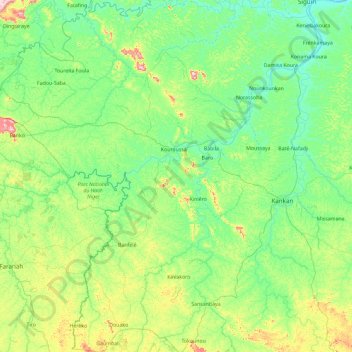 Préfecture de Kouroussa topographic map, elevation, terrain
