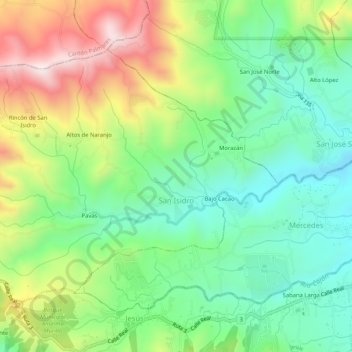 San Isidro topographic map, elevation, terrain