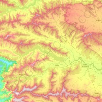 Bhor topographic map, elevation, terrain