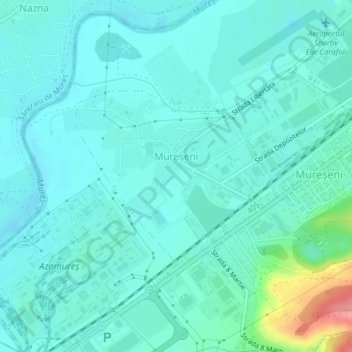 Mureșeni topographic map, elevation, terrain