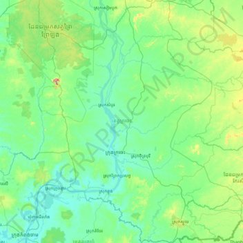 Kratie topographic map, elevation, terrain
