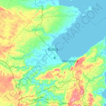 Bislig topographic map, elevation, terrain