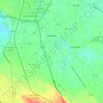 Cavallino topographic map, elevation, terrain