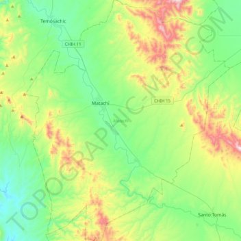 Matachí topographic map, elevation, terrain
