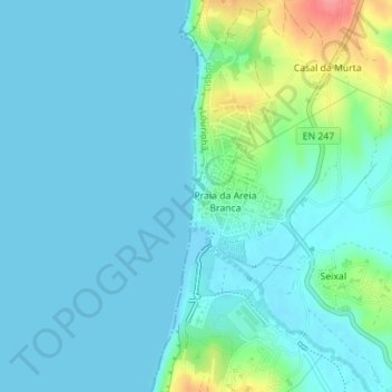 Praia da Areia Branca topographic map, elevation, terrain
