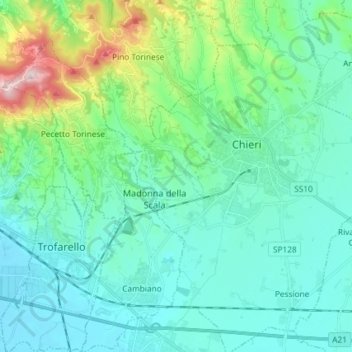 Tepice topographic map, elevation, terrain