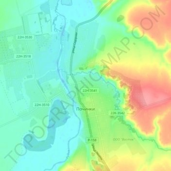 Починки topographic map, elevation, terrain