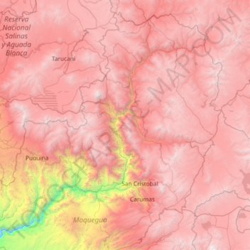 Provincia de General Sánchez Cerro topographic map, elevation, terrain