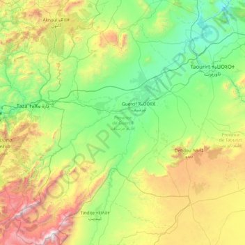 Provincia de Guersif topographic map, elevation, terrain