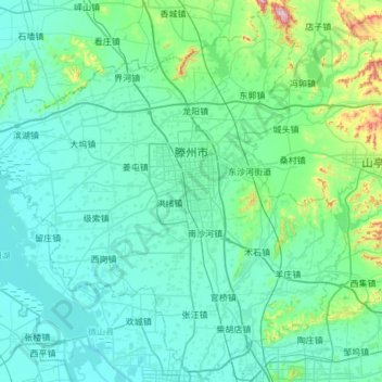 Tengzhou City topographic map, elevation, terrain