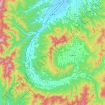 Niki topographic map, elevation, terrain