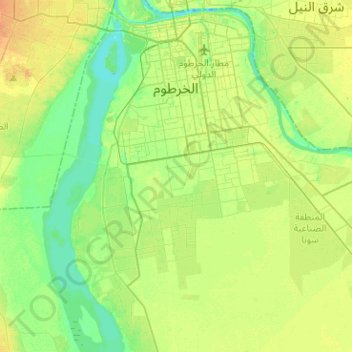 Khartoum topographic map, elevation, terrain