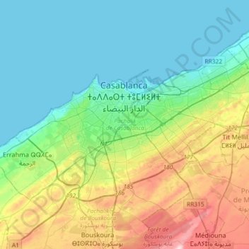 Pachalik de Casablanca topographic map, elevation, terrain